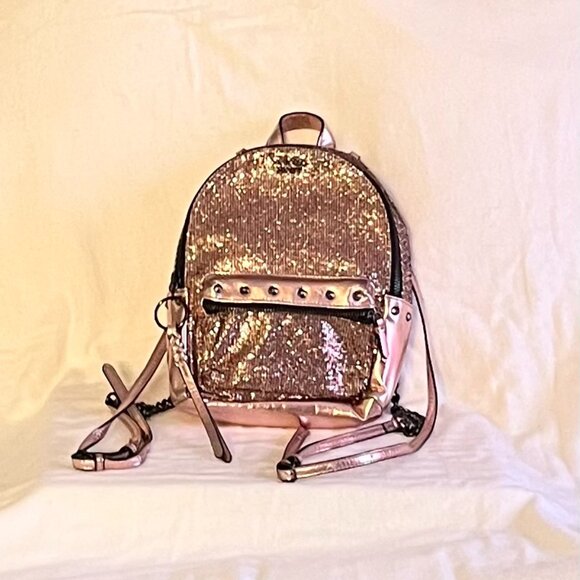 Victorias Secret Rose-Gold ‘Sequin’ Adjustable Backpack Purse* - Picture 1 of 9